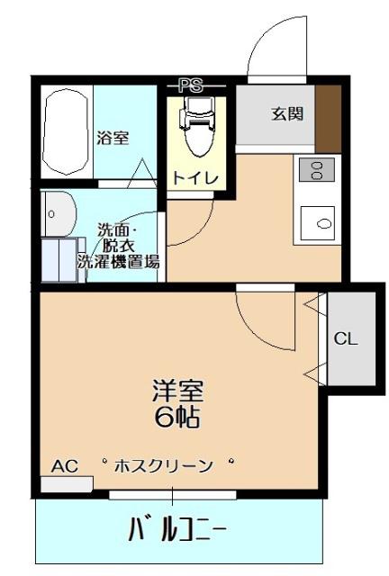 ウエストハイム東松山(1K/1階)の間取り写真