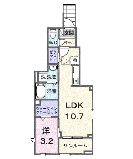 ルミエール 鈴蘭台(1LDK/1階)の間取り写真