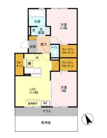 グランソーレⅠ(2LDK/1階)の間取り写真