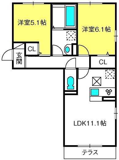 ロイヤルパレスIII番館(2LDK/3階)の間取り写真