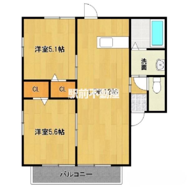 パストラルハイムみやまA(2LDK/1階)の間取り写真