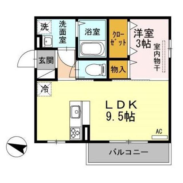 フルレット(1LDK/2階)の間取り写真