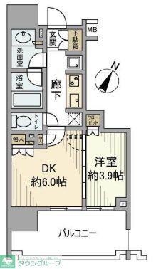 プラウドシティ武蔵浦和ステーションアリーナ(1DK/17階)の間取り写真