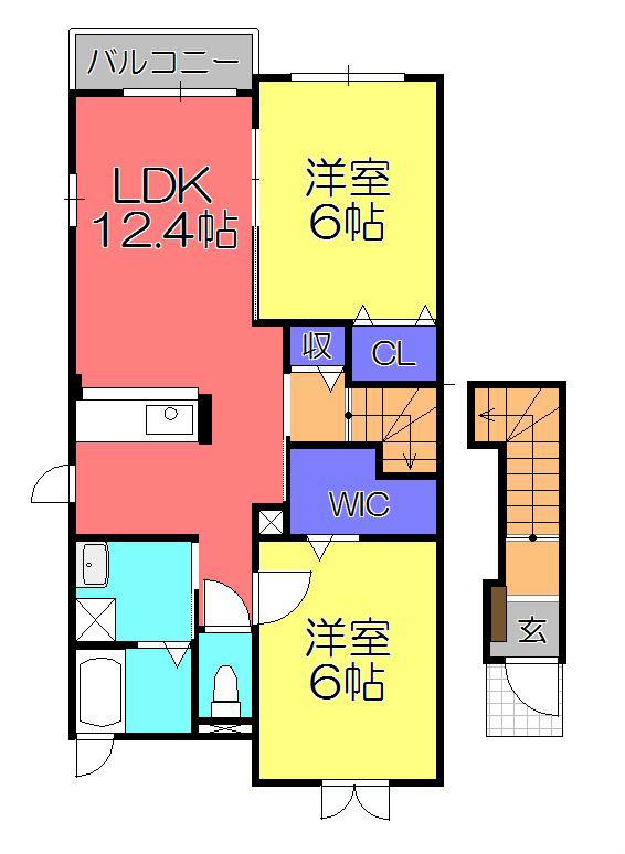 ファミリータイズII(2LDK/2階)の間取り写真