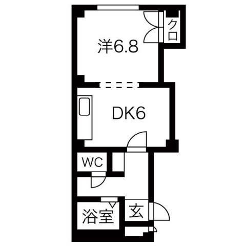 クィーンパーク(1DK/4階)の間取り写真