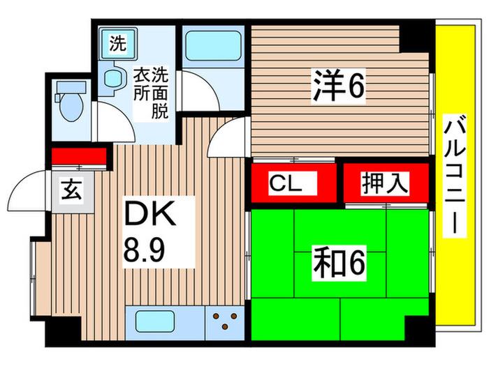 蔵王ヴィラ四街道(2DK/3階)の間取り写真