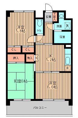 ベルアネックス(3K/2階)の間取り写真