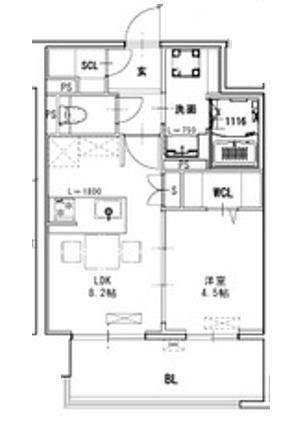 SーRESIDENCE博多駅東AWESOME(1LDK/8階)の間取り写真