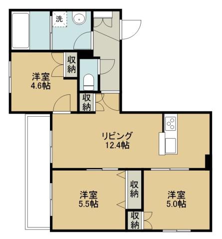 オリーブハウス新宿(3LDK/2階)の間取り写真