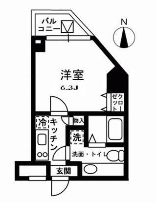 レジディア中野(1K/2階)の間取り写真