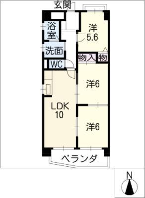 フェリス覚王山(3LDK/3階)の間取り写真
