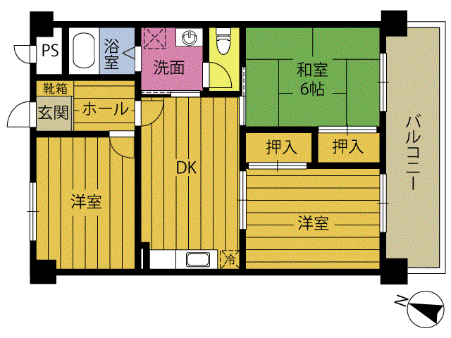 N-STAGE下郡(3DK/4階)の間取り写真