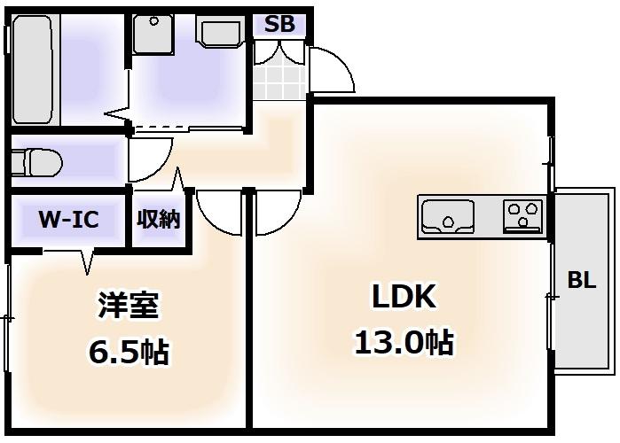コンフォート杭全(1LDK/1階)の間取り写真