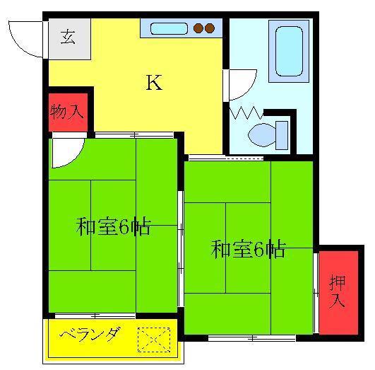 本田マンション2号棟(2DK/3階)の間取り写真