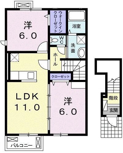 アバンサールIII(2LDK/2階)の間取り写真