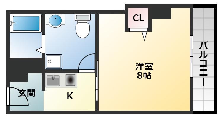 やまぐちビル(1K/3階)の間取り写真