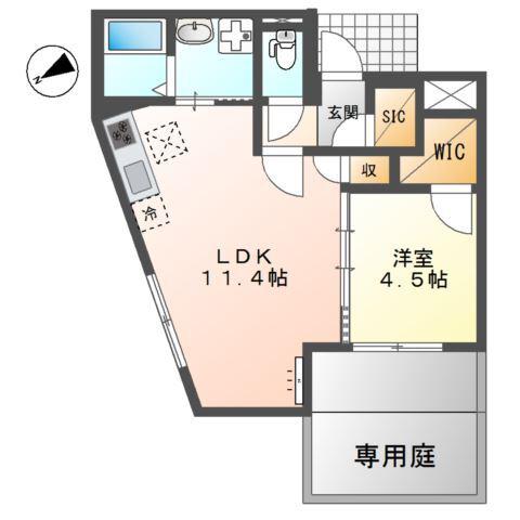 フォレスト(1LDK/1階)の間取り写真