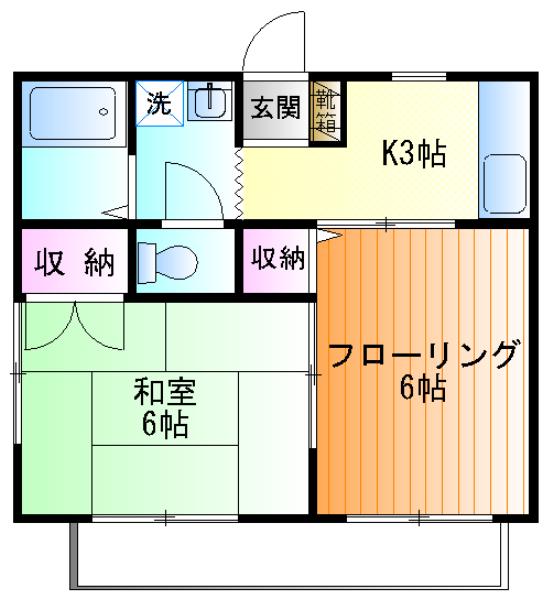 石坂ハイツC(2K/2階)の間取り写真