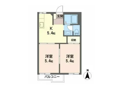 ベルメゾンS(2K/2階)の間取り写真