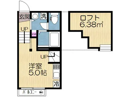 クレア竹の塚(ワンルーム/1階)の間取り写真