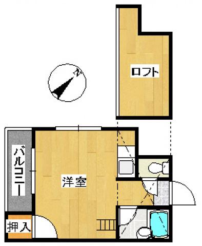 サンハイツ東那珂(ワンルーム/2階)の間取り写真