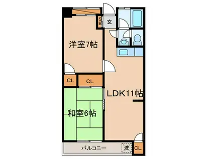 成城キャッスルⅠ(2LDK/2階)の間取り写真