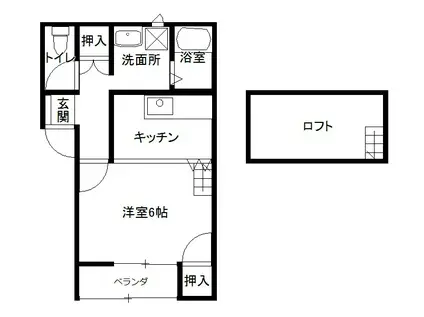 シャトーKOIKENO.1(1K/2階)の間取り写真