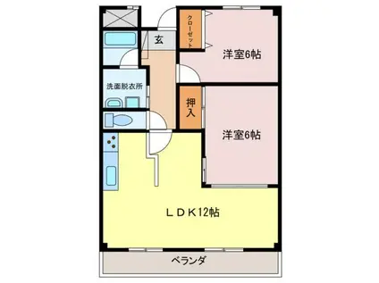 神辺中央マンション(2LDK/3階)の間取り写真