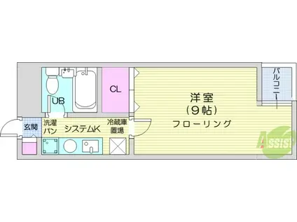 モアクレスト宮城野(1K/4階)の間取り写真