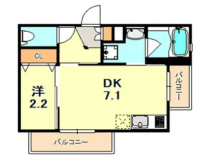 ワコーレヴィアーノ垂水イースト2(1LDK/3階)の間取り写真