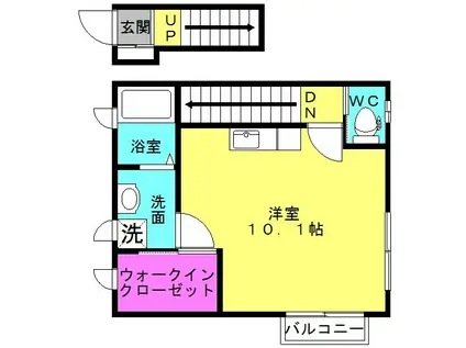 木村ハイツI(ワンルーム/2階)の間取り写真