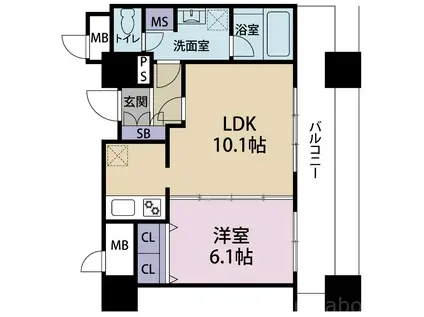 KDXレジデンス大濠ハーバービュータワー(1LDK/14階)の間取り写真