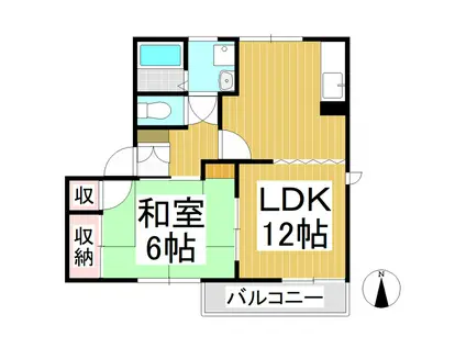 エステート浅川 M棟(1LDK/1階)の間取り写真
