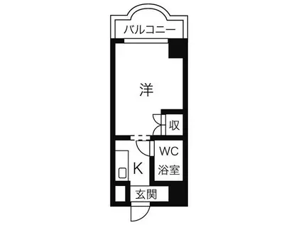 ヒルズ高坂(1K/3階)の間取り写真