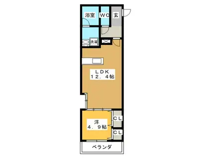 ドルチェヴィータ東静岡(1LDK/4階)の間取り写真