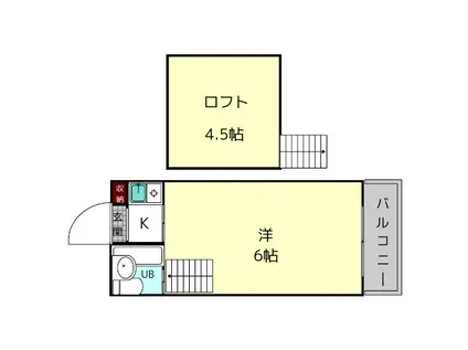 シティパレス生駒谷田町P-II(ワンルーム/1階)の間取り写真