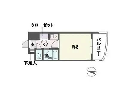 ソレアード赤坂(1K/6階)の間取り写真