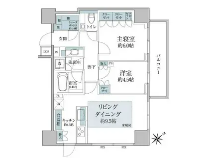 パークコート赤坂桜坂(2LDK/11階)の間取り写真
