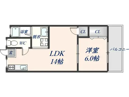 ジュエル1番館(1LDK/2階)の間取り写真