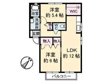 K-HAUSII(2LDK/1階)の間取り写真