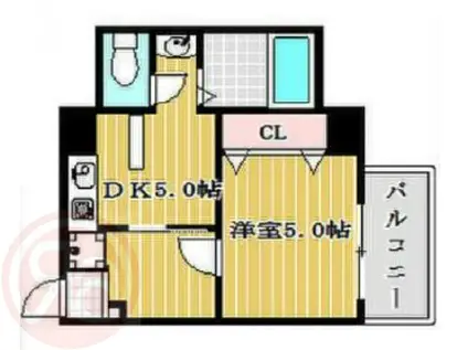 大阪ドームインながほり(1DK/2階)の間取り写真