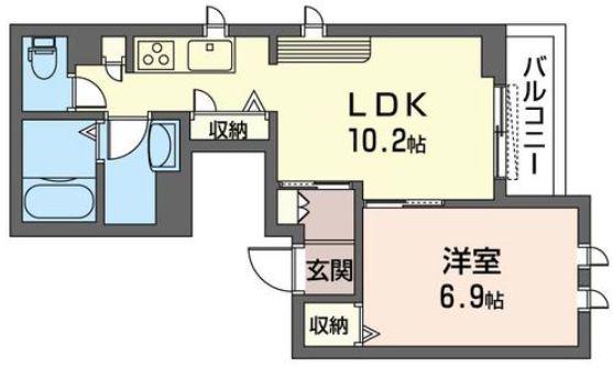 ユイメゾン溝の口(1LDK/2階)の間取り写真