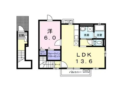 シャルマンヴィレッジ C(1LDK/2階)の間取り写真