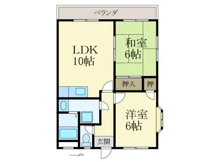 メゾン金池(2LDK/2階)の間取り写真