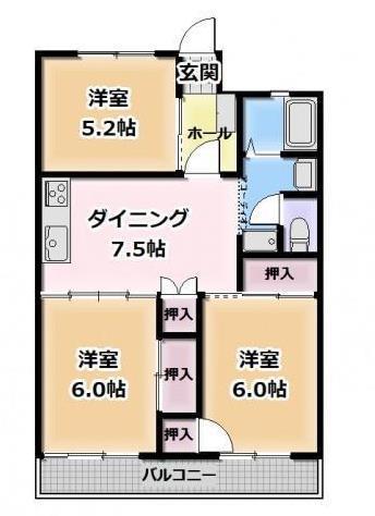 サンイーズマンション(3DK/3階)の間取り写真