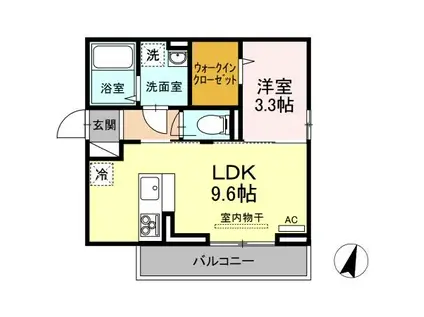 ビバル上近江 305(1LDK/3階)の間取り写真