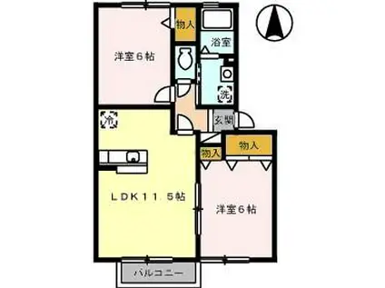 コンフォール I号館(2LDK/1階)の間取り写真