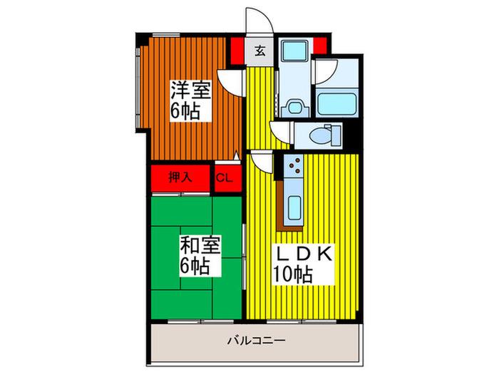 エストTANAKA(2LDK/3階)の間取り写真