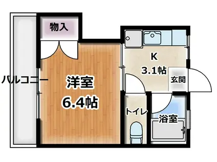 コーポむさし乃(1K/2階)の間取り写真