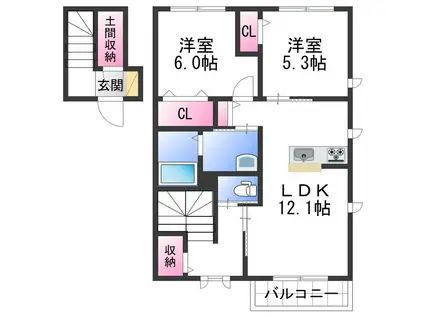 シャーメゾン紀伊(2LDK/2階)の間取り写真